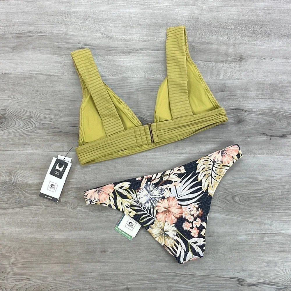 ☀️RIP CURL☀️ PREMIUM SURF DEEP V PARADISE CALLING CHEEKY BIKINI SET